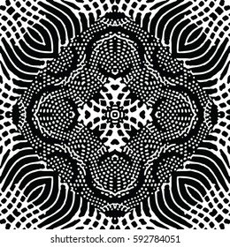 Seamless abstract monochrome engraving pattern. Texture for certificate or diploma, currency and money design. Single-leaf woodcut, xylography, printmaking. Vector Illustration