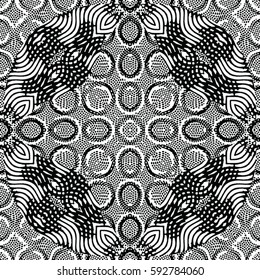 Seamless abstract monochrome engraving pattern. Texture for certificate or diploma, currency and money design. Single-leaf woodcut, xylography, printmaking. Vector Illustration