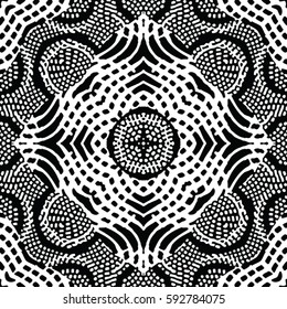 Seamless abstract monochrome engraving pattern. Texture for certificate or diploma, currency and money design. Single-leaf woodcut, xylography, printmaking. Vector Illustration