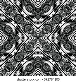 Seamless abstract monochrome engraving pattern. Texture for certificate or diploma, currency and money design. Single-leaf woodcut, xylography, printmaking. Vector Illustration