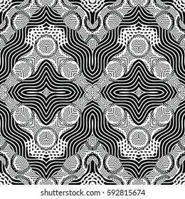 Seamless abstract monochrome engraving pattern. Texture for certificate or diploma, currency and money design. Single-leaf woodcut, xylography, printmaking. Vector Illustration