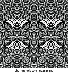 Seamless abstract monochrome engraving pattern. Texture for certificate or diploma, currency and money design. Single-leaf woodcut, xylography, printmaking. Vector Illustration