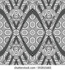 Seamless abstract monochrome engraving pattern. Texture for certificate or diploma, currency and money design. Single-leaf woodcut, xylography, printmaking. Vector Illustration