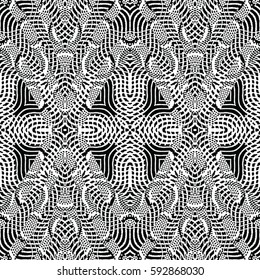 Seamless abstract monochrome engraving pattern. Texture for certificate or diploma, currency and money design. Single-leaf woodcut, xylography, printmaking. Vector Illustration