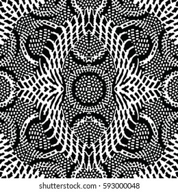 Seamless abstract monochrome engraving pattern. Texture for certificate or diploma, currency and money design. Single-leaf woodcut, xylography, printmaking. Vector Illustration