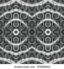 Seamless abstract monochrome engraving pattern. Texture for certificate or diploma, currency and money design. Single-leaf woodcut, xylography, printmaking. Vector Illustration