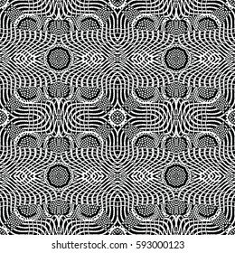 Seamless abstract monochrome engraving pattern. Texture for certificate or diploma, currency and money design. Single-leaf woodcut, xylography, printmaking. Vector Illustration