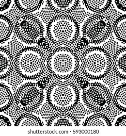 Seamless abstract monochrome engraving pattern. Texture for certificate or diploma, currency and money design. Single-leaf woodcut, xylography, printmaking. Vector Illustration