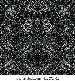 Seamless abstract monochrome engraving pattern. Texture for certificate or diploma, currency and money design. Single-leaf woodcut, xylography, printmaking. Vector Illustration