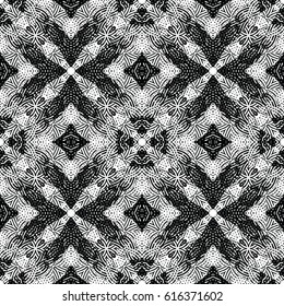 Seamless abstract monochrome engraving pattern. Texture for certificate or diploma, currency and money design. Single-leaf woodcut, xylography, printmaking. Vector Illustration