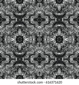 Seamless abstract monochrome engraving pattern. Texture for certificate or diploma, currency and money design. Single-leaf woodcut, xylography, printmaking. Vector Illustration