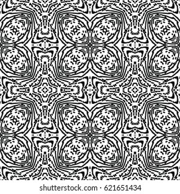 Seamless abstract monochrome engraving pattern. Texture for certificate or diploma, currency and money design. Single-leaf woodcut, xylography, printmaking. Vector Illustration
