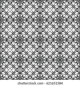 Seamless abstract monochrome engraving pattern. Texture for certificate or diploma, currency and money design. Single-leaf woodcut, xylography, printmaking. Vector Illustration