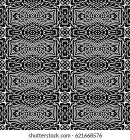 Seamless abstract monochrome engraving pattern. Texture for certificate or diploma, currency and money design. Single-leaf woodcut, xylography, printmaking. Vector Illustration