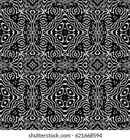 Seamless abstract monochrome engraving pattern. Texture for certificate or diploma, currency and money design. Single-leaf woodcut, xylography, printmaking. Vector Illustration