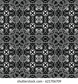 Seamless abstract monochrome engraving pattern. Texture for certificate or diploma, currency and money design. Single-leaf woodcut, xylography, printmaking. Vector Illustration