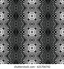 Seamless abstract monochrome engraving pattern. Texture for certificate or diploma, currency and money design. Single-leaf woodcut, xylography, printmaking. Vector Illustration