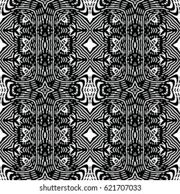 Seamless abstract monochrome engraving pattern. Texture for certificate or diploma, currency and money design. Single-leaf woodcut, xylography, printmaking. Vector Illustration