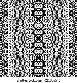 Seamless abstract monochrome engraving pattern. Texture for certificate or diploma, currency and money design. Single-leaf woodcut, xylography, printmaking. Vector Illustration