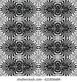 Seamless abstract monochrome engraving pattern. Texture for certificate or diploma, currency and money design. Single-leaf woodcut, xylography, printmaking. Vector Illustration