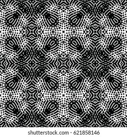 Seamless abstract monochrome engraving pattern. Texture for certificate or diploma, currency and money design. Single-leaf woodcut, xylography, printmaking. Vector Illustration