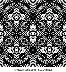 Seamless abstract monochrome engraving pattern. Texture for certificate or diploma, currency and money design. Single-leaf woodcut, xylography, printmaking. Vector Illustration