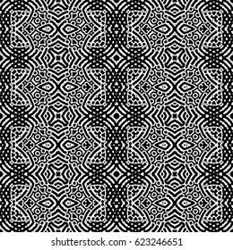Seamless abstract monochrome engraving pattern. Texture for certificate or diploma, currency and money design. Single-leaf woodcut, xylography, printmaking. Vector Illustration