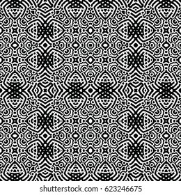 Seamless abstract monochrome engraving pattern. Texture for certificate or diploma, currency and money design. Single-leaf woodcut, xylography, printmaking. Vector Illustration