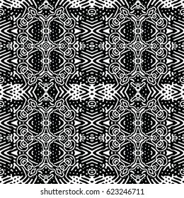 Seamless abstract monochrome engraving pattern. Texture for certificate or diploma, currency and money design. Single-leaf woodcut, xylography, printmaking. Vector Illustration