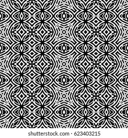 Seamless abstract monochrome engraving pattern. Texture for certificate or diploma, currency and money design. Single-leaf woodcut, xylography, printmaking. Vector Illustration