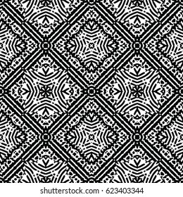 Seamless abstract monochrome engraving pattern. Texture for certificate or diploma, currency and money design. Single-leaf woodcut, xylography, printmaking. Vector Illustration