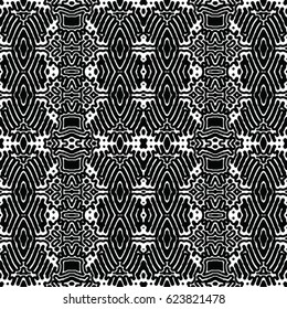 Seamless abstract monochrome engraving pattern. Texture for certificate or diploma, currency and money design. Single-leaf woodcut, xylography, printmaking. Vector Illustration