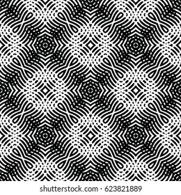 Seamless abstract monochrome engraving pattern. Texture for certificate or diploma, currency and money design. Single-leaf woodcut, xylography, printmaking. Vector Illustration