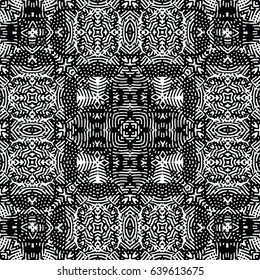 Seamless abstract monochrome engraving pattern. Texture for certificate or diploma, currency and money design. Single-leaf woodcut, xylography, printmaking. Vector Illustration