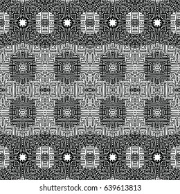 Seamless abstract monochrome engraving pattern. Texture for certificate or diploma, currency and money design. Single-leaf woodcut, xylography, printmaking. Vector Illustration