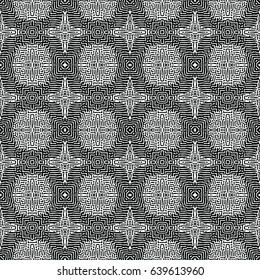 Seamless abstract monochrome engraving pattern. Texture for certificate or diploma, currency and money design. Single-leaf woodcut, xylography, printmaking. Vector Illustration