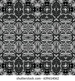 Seamless abstract monochrome engraving pattern. Texture for certificate or diploma, currency and money design. Single-leaf woodcut, xylography, printmaking. Vector Illustration