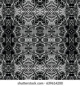Seamless abstract monochrome engraving pattern. Texture for certificate or diploma, currency and money design. Single-leaf woodcut, xylography, printmaking. Vector Illustration