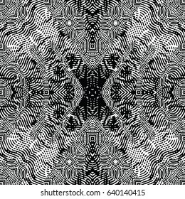 Seamless abstract monochrome engraving pattern. Texture for certificate or diploma, currency and money design. Single-leaf woodcut, xylography, printmaking. Vector Illustration