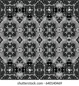 Seamless abstract monochrome engraving pattern. Texture for certificate or diploma, currency and money design. Single-leaf woodcut, xylography, printmaking. Vector Illustration