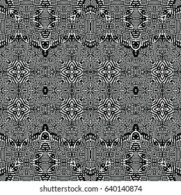 Seamless abstract monochrome engraving pattern. Texture for certificate or diploma, currency and money design. Single-leaf woodcut, xylography, printmaking. Vector Illustration