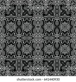 Seamless abstract monochrome engraving pattern. Texture for certificate or diploma, currency and money design. Single-leaf woodcut, xylography, printmaking. Vector Illustration