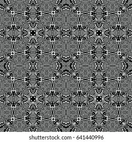Seamless abstract monochrome engraving pattern. Texture for certificate or diploma, currency and money design. Single-leaf woodcut, xylography, printmaking. Vector Illustration