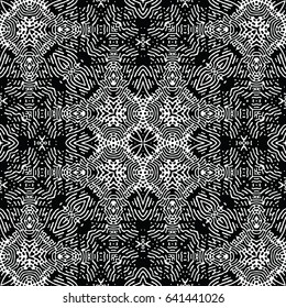 Seamless abstract monochrome engraving pattern. Texture for certificate or diploma, currency and money design. Single-leaf woodcut, xylography, printmaking. Vector Illustration