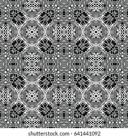 Seamless abstract monochrome engraving pattern. Texture for certificate or diploma, currency and money design. Single-leaf woodcut, xylography, printmaking. Vector Illustration