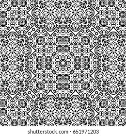 Seamless abstract monochrome engraving pattern. Texture for certificate or diploma, currency and money design. Single-leaf woodcut, xylography, printmaking. Vector Illustration