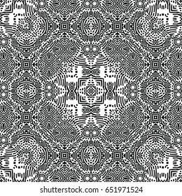 Seamless abstract monochrome engraving pattern. Texture for certificate or diploma, currency and money design. Single-leaf woodcut, xylography, printmaking. Vector Illustration