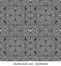 Seamless abstract monochrome engraving pattern. Texture for certificate or diploma, currency and money design. Single-leaf woodcut, xylography, printmaking. Vector Illustration