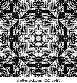 Seamless abstract monochrome engraving pattern. Texture for certificate or diploma, currency and money design. Single-leaf woodcut, xylography, printmaking. Vector Illustration