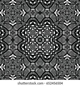 Seamless abstract monochrome engraving pattern. Texture for certificate or diploma, currency and money design. Single-leaf woodcut, xylography, printmaking. Vector Illustration